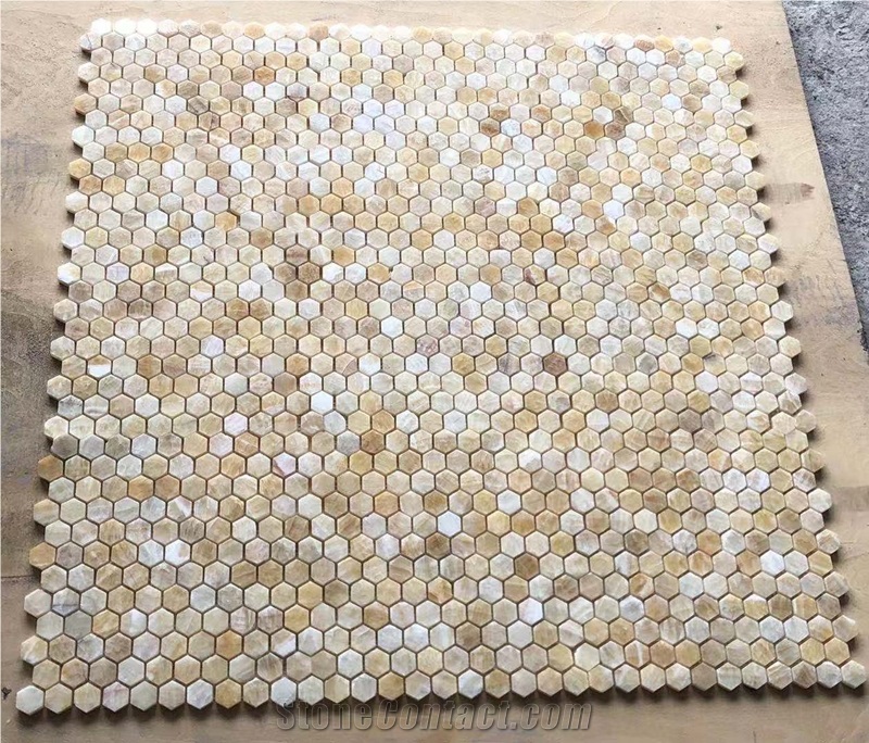 Honey Onxy Hexagon Mosaic Tile