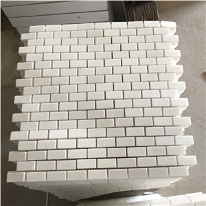 Thassos White Marble 1X2 Brick Pattern Mosaic Tile