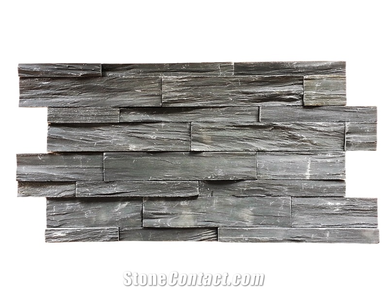 Black Slate Wall Cladding, Ledge Stone, Stacked Stone Venner
