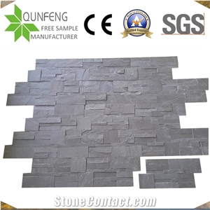 18*35CM Split Face Black Stacked Slate Natural Stone Veneer