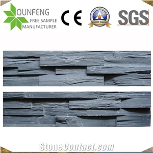 Black Split Face Slate Natural Stacked Stone Ledger Panels