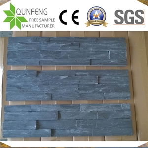 China Antacid Stacked Stone Wall Cladding Black Slate Ledger