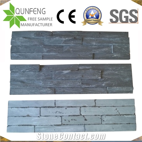 China Black Culture Slate Wall Cladding Ledge Stone Panels