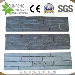 China Black Culture Slate Wall Cladding Ledge Stone Panels