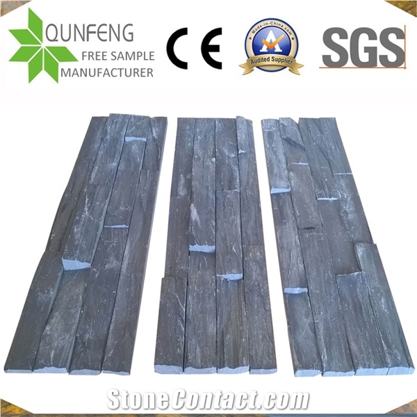 China Black Culture Slate Wall Cladding Ledge Stone Panels