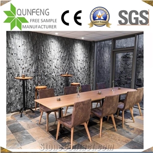 China Black Culture Slate Wall Cladding Ledge Stone Panels