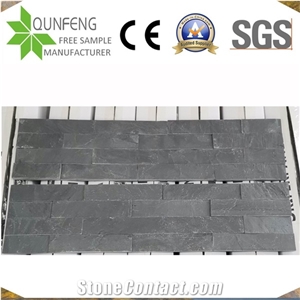 China Black Slate Wall Natural Stacked Stone Ledger Panels