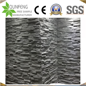 China Wall Cladding Panel Natural Black Slate Ledge Stone