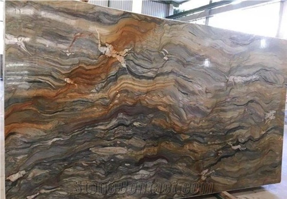 Midnight Fusion Titanium Golden Silk Road Quartzite Slabs