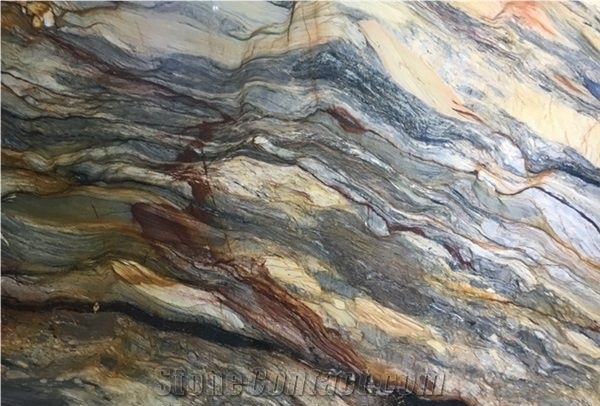 Midnight Fusion Titanium Golden Silk Road Quartzite Slabs