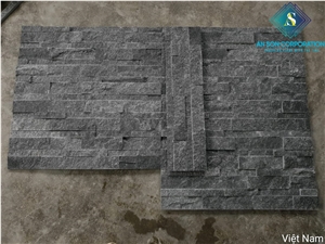 Bar Cabinet With Black Wall Panel Tile