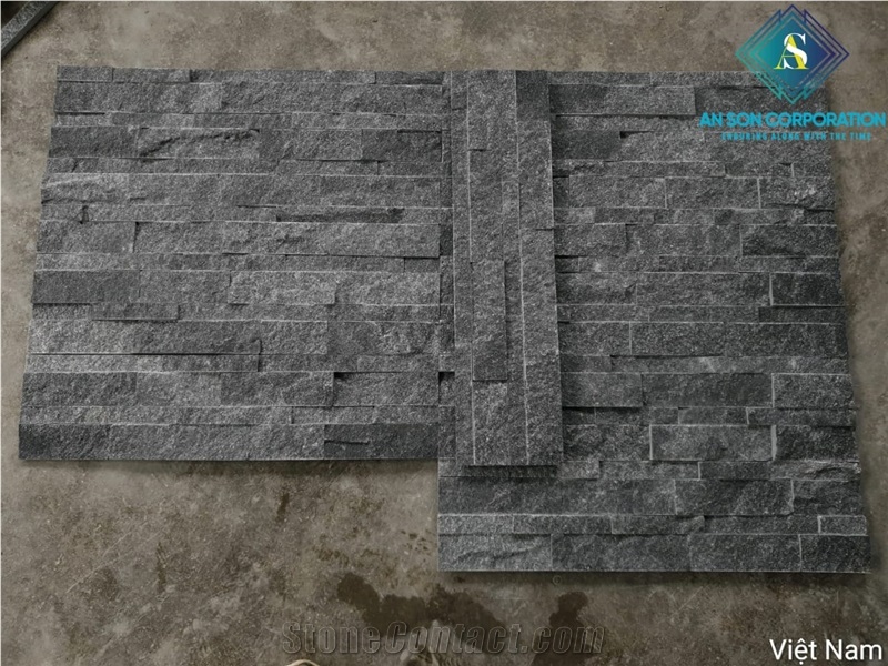 Bar Cabinet With Black Wall Panel Tile