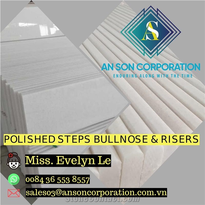 HOT CRYSTAL WHITE MARBLE STEPS BULLNOSE AND RISERS