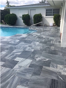 Sandblasted Grey Marble Tile For Swimming Pool