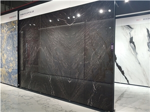 Black Marble Look Porcelain Luxury Hotel Lobby Large Format Tile