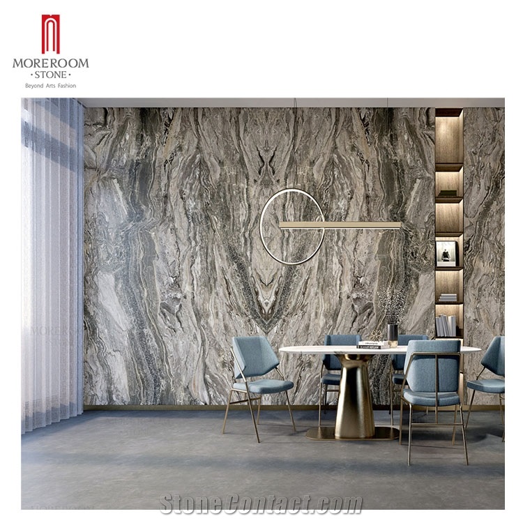 Brown Bookmatched Marble Tiles Large Format Porcelain Tile