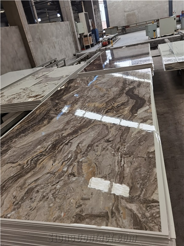 Brown Bookmatched Marble Tiles Large Format Porcelain Tile