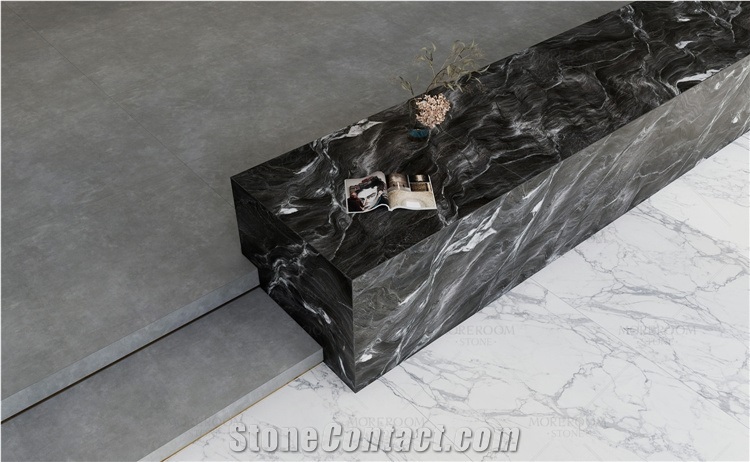 Chinese Style Design Black Large Format Porcelain Slabs