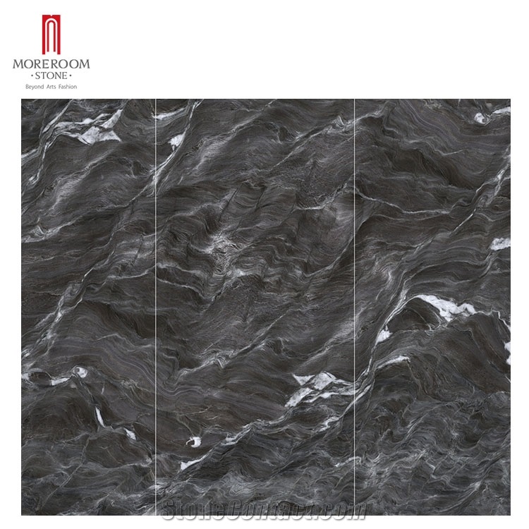 Chinese Style Design Black Large Format Porcelain Slabs
