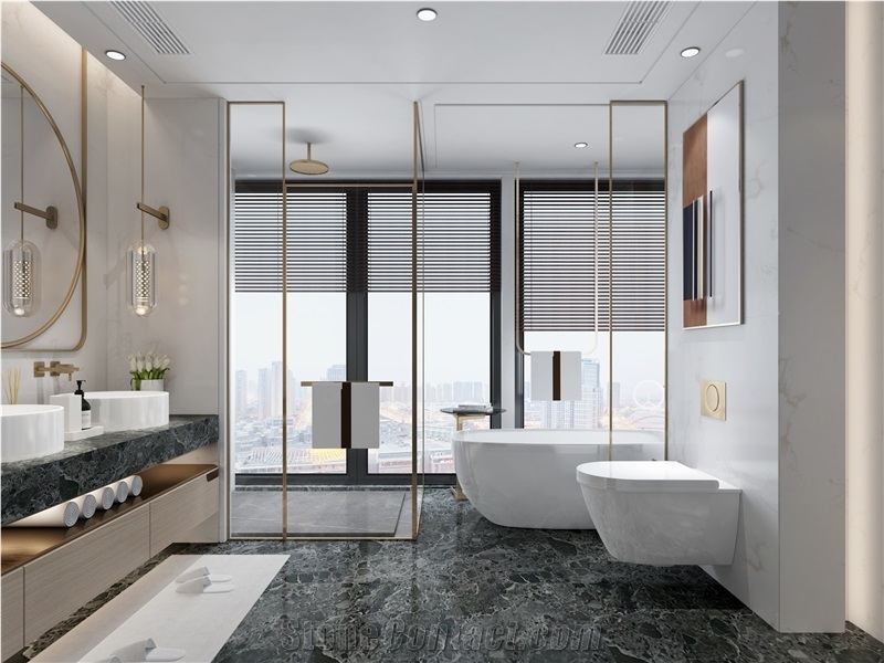 Dark Emperador Spain Gray Natural Terrazzo Marble Slab Tile