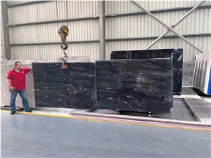 Dark Grey Shinning Gold Silk Slab Tile