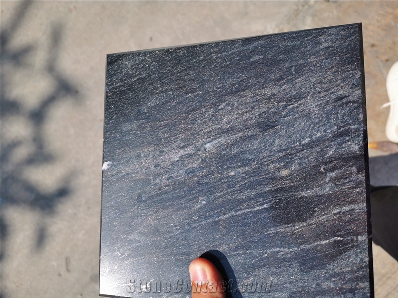 Dark Grey Shinning Gold Silk Slab Tile