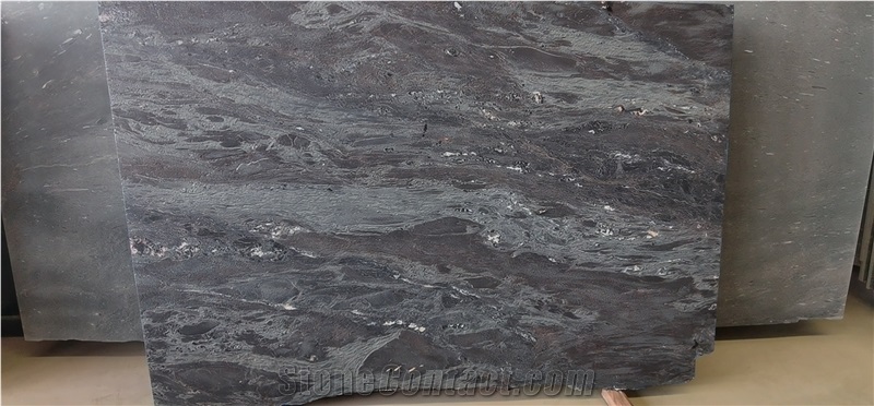 Dark Grey Shinning Gold Silk Slab Tile