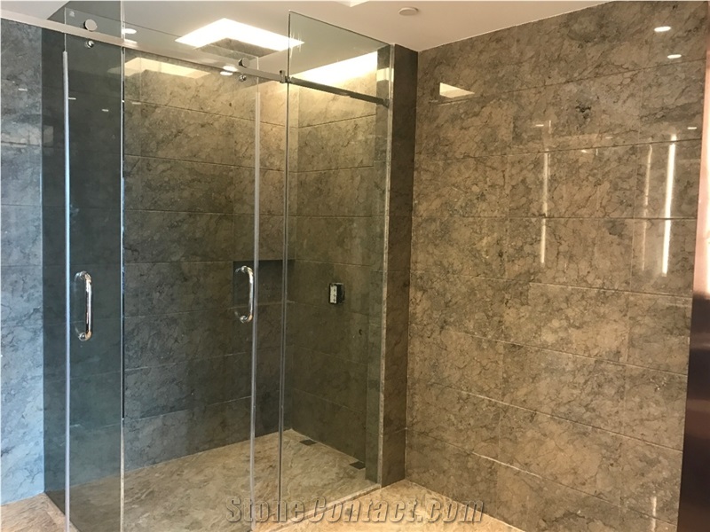 Grey Beige Net Vein Turkey Stock Marble Slab Tile