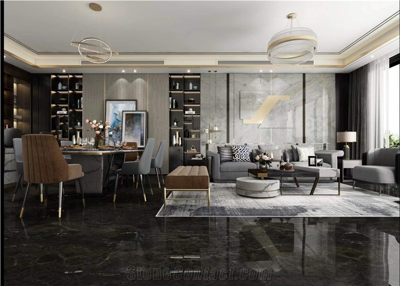 Natural Dark Gray Emperador Marble Quarry