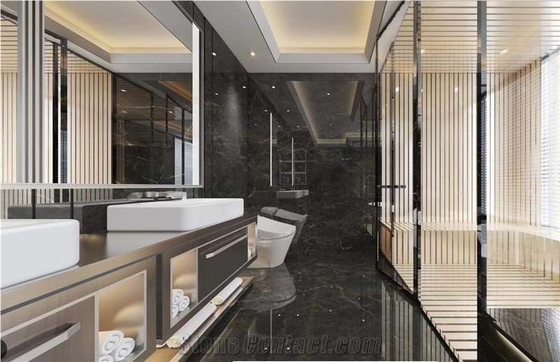 Natural Dark Gray Emperador Marble Quarry