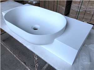 Artificial Stone Acylic Solid Surface Pure White Bathroom Tops