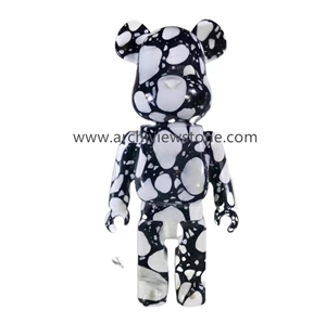 Black And White Terrazzo Bearbrick Animal Sculpture
