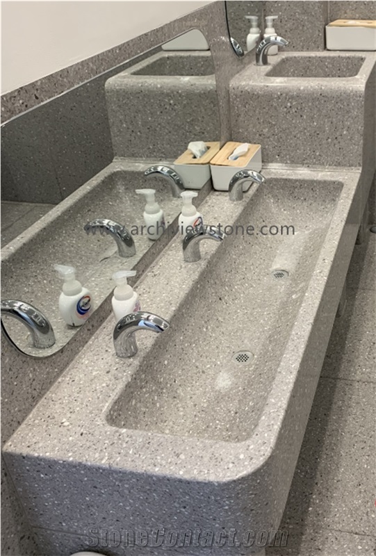 Classic Light Grey Cement Terrazzo Slab Tiles