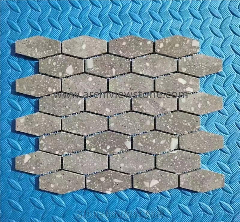 Customized Shape Black Cement Terrazzo Mosaic Tiles