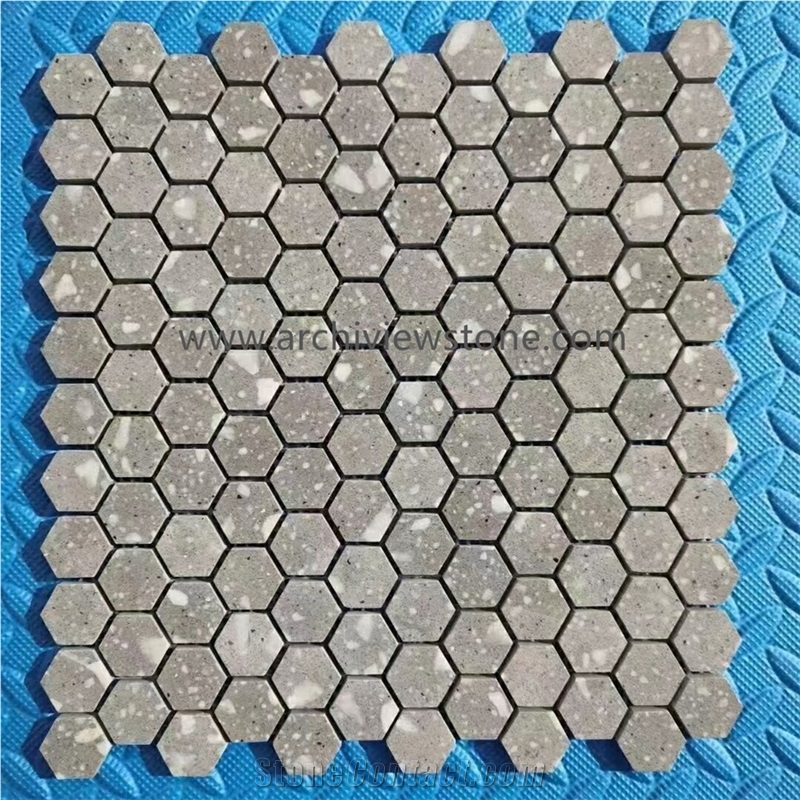 Customized Shape Black Cement Terrazzo Mosaic Tiles