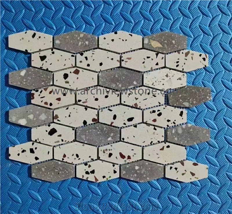 Customized Shape Black Cement Terrazzo Mosaic Tiles