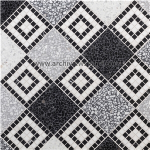 Customized Shape Black Cement Terrazzo Mosaic Tiles