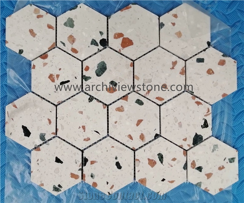 Light Beige Terrazzo Cement Slabs Colorful Cement Tiles