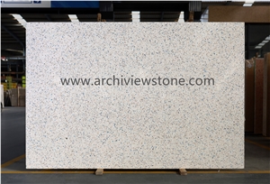 New Design White Terrazzo With Blue Grains Slab Tile