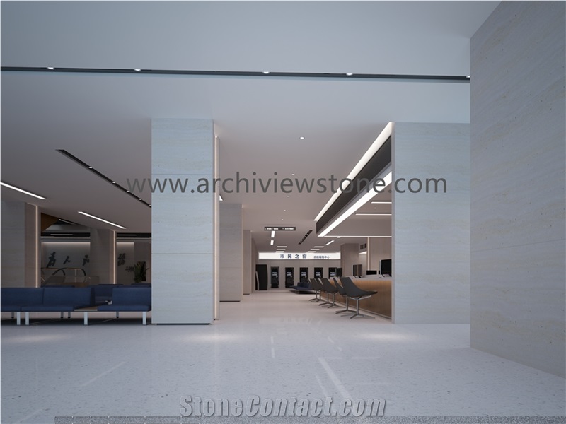 New Design White Terrazzo With Blue Grains Slab Tile