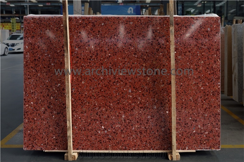 Red Terrazzo Slab Red Terrazzo Glass Tiles