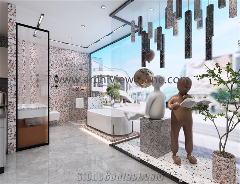 White Terrazzo Cement Wall Floor Tiles