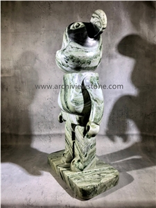 Camellia Green Marble Bearbrick Look Sculpture