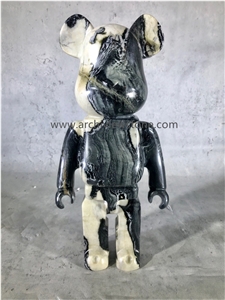 Ice Jade Green Marble Bear Animal Statue For Home Decoration
