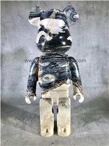 Ice Jade Green Marble Bear Animal Statue For Home Decoration