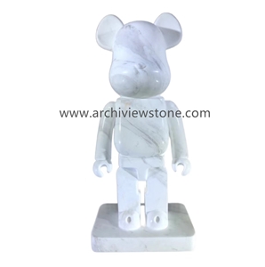 Volakas White Gloomy Bear Look Sculpture Home Decoration