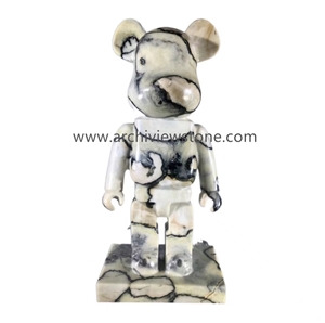White Beauty Marble Gloomy Bear Sculpture