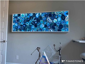 Blue Agate Decoration Slab Agate Crystal For Wall Panel