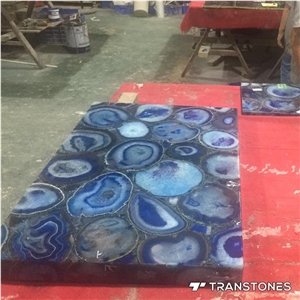 Blue Agate Decoration Slab Agate Crystal For Wall Panel