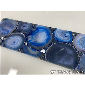 Blue Agate Decoration Slab Agate Crystal For Wall Panel